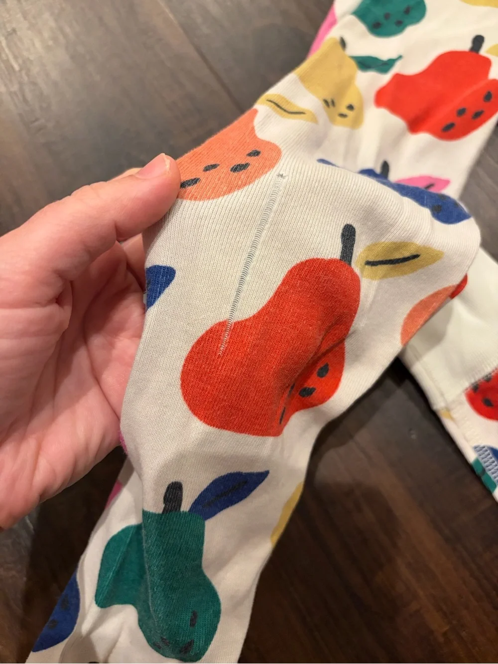Hanna Andersson Girls Pajamas 6-7 Pear Print Organic Cotton Long Johns
